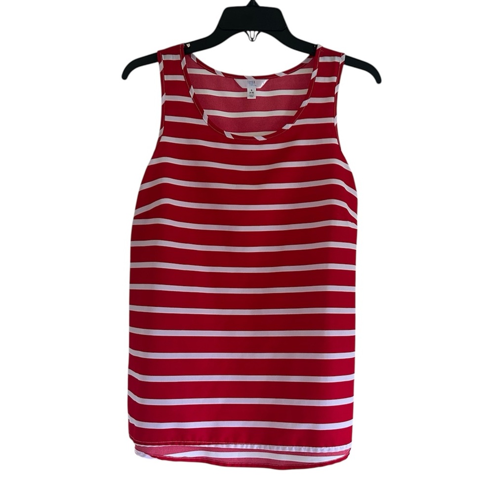 Time and Tru Striped Red and White Size Small Scoop Neck Tank Top